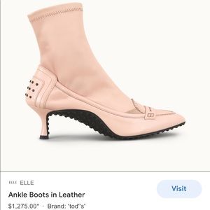 New Tods stretch leather ankle boots in nude 39 9